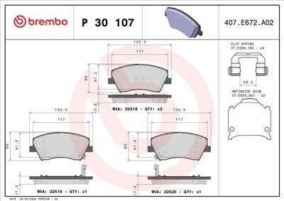 BREMBO P 30 107 Číslo výrobce: 22519. EAN: 8020584115114.