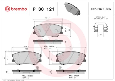 BREMBO P 30 121 Číslo výrobce: 26224. EAN: 8020584118207.