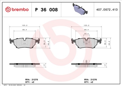 BREMBO P 36 008 Číslo výrobce: 21276. EAN: 8020584053010.