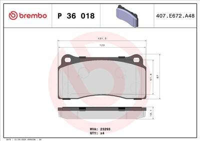 BREMBO P 36 018 Číslo výrobce: 23293. EAN: 8020584060841.
