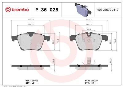 BREMBO P 36 028 Číslo výrobce: 24079. EAN: 8020584110034.