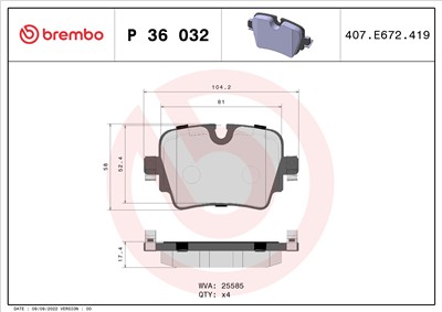 BREMBO P 36 032 Číslo výrobce: 25585. EAN: 8020584084120.