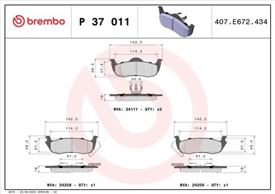 BREMBO P 37 011 Číslo výrobce: 24258. EAN: 8020584060902.