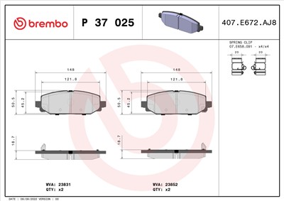 BREMBO P 37 025 Číslo výrobce: 23831. EAN: 8020584117910.