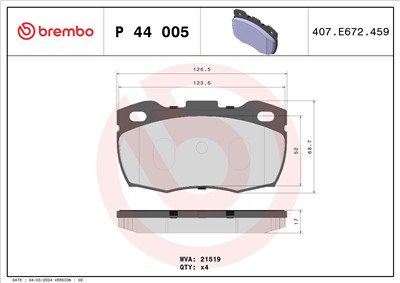 BREMBO P 44 005 Číslo výrobce: 21519. EAN: 8020584053287.
