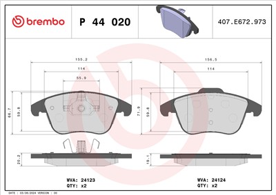BREMBO P 44 020 Číslo výrobce: 24123. EAN: 8020584103180.