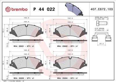 BREMBO P 44 022 Číslo výrobce: 25021. EAN: 8020584103203.