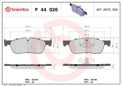 BREMBO P 44 026 Číslo výrobce: 22145. EAN: 8020584084755.