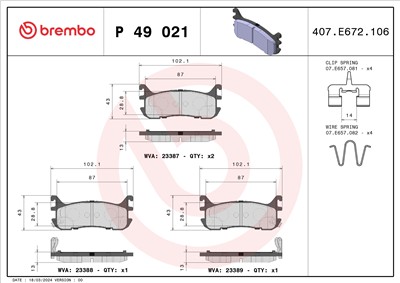 BREMBO P 49 021 Číslo výrobce: 23387. EAN: 8020584053584.