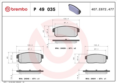 BREMBO P 49 035 Číslo výrobce: 24040. EAN: 8020584053720.