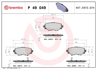BREMBO P 49 049 Číslo výrobce: 25878. EAN: 8020584112625.