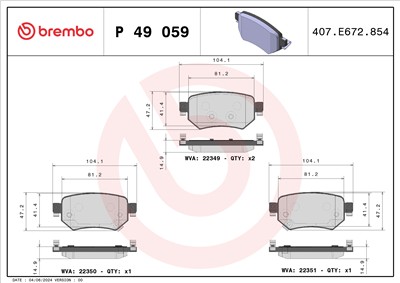 BREMBO P 49 059 Číslo výrobce: 22349. EAN: 8020584084076.