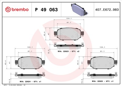 BREMBO P 49 063 Číslo výrobce: 22623. EAN: 8020584069912.