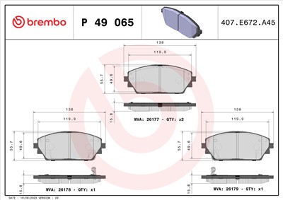 BREMBO P 49 065 Číslo výrobce: 26177. EAN: 8020584117965.