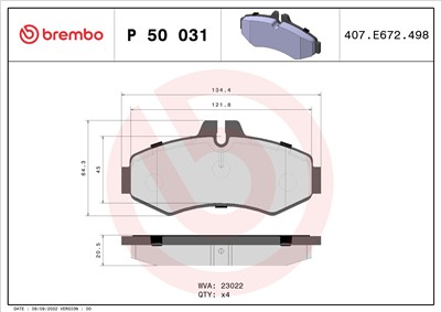 BREMBO P 50 031 Číslo výrobce: 23022. EAN: 8020584054031.