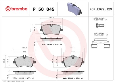 BREMBO P 50 045 Číslo výrobce: 23144. EAN: 8020584054178.