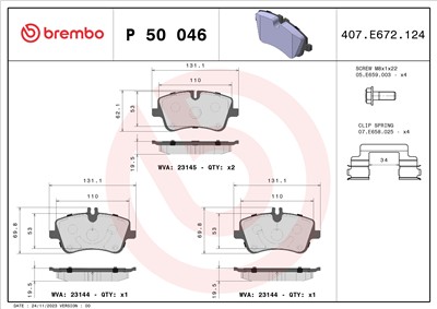 BREMBO P 50 046 Číslo výrobce: 23144. EAN: 8020584054185.