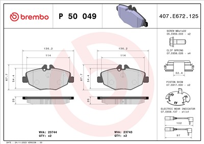 BREMBO P 50 049 Číslo výrobce: 23743. EAN: 8020584054215.