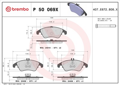 BREMBO P 50 069X Číslo výrobce: 24310. EAN: 8020584068953.
