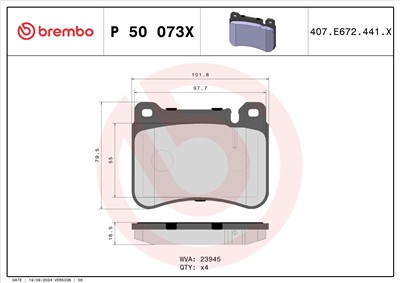 BREMBO P 50 073X Číslo výrobce: 23945. EAN: 8020584068960.