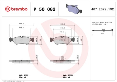 BREMBO P 50 082 Číslo výrobce: 23901. EAN: 8020584061213.
