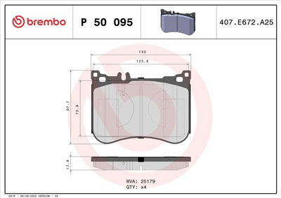 BREMBO P 50 095 Číslo výrobce: 25179. EAN: 8020584103272.