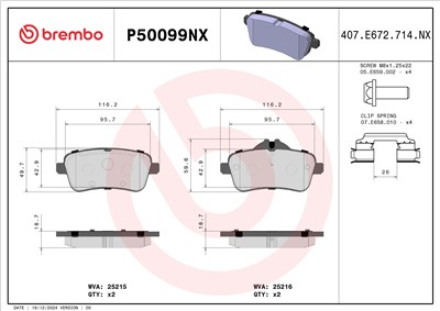 BREMBO P50099NX Číslo výrobce: 25215. EAN: 8020584130841.
