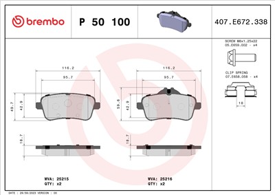 BREMBO P 50 100 Číslo výrobce: 25215. EAN: 8020584104729.