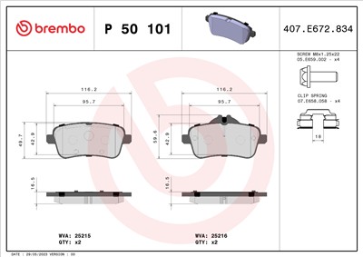 BREMBO P 50 101 Číslo výrobce: 25215. EAN: 8020584104736.