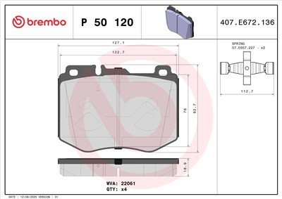 BREMBO P 50 120 Číslo výrobce: 22061. EAN: 8020584112632.