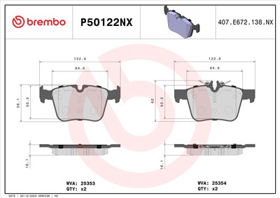 BREMBO P50122NX Číslo výrobce: 25353. EAN: 8020584131497.