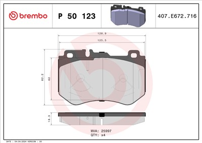 BREMBO P 50 123 Číslo výrobce: 25997. EAN: 8020584080177.