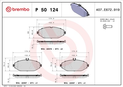 BREMBO P 50 124 Číslo výrobce: 22097. EAN: 8020584080160.