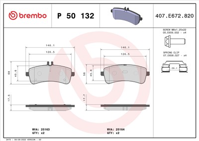 BREMBO P 50 132 Číslo výrobce: 25164. EAN: 8020584084298.