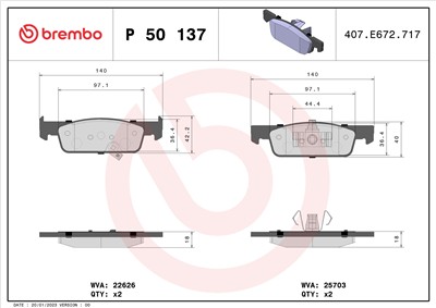BREMBO P 50 137 Číslo výrobce: 22626. EAN: 8020584068397.