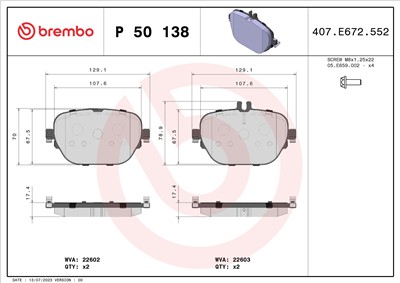 BREMBO P 50 138 Číslo výrobce: 22603. EAN: 8020584087237.