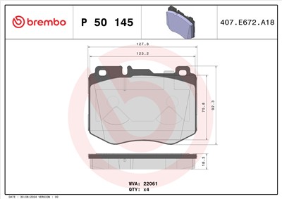 BREMBO P 50 145 Číslo výrobce: 22061. EAN: 8020584115121.