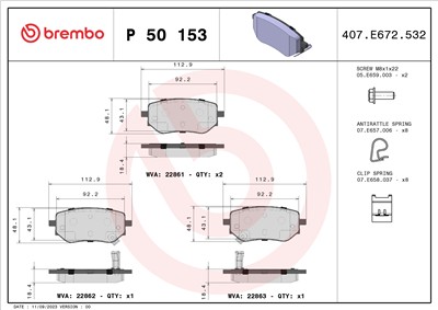 BREMBO P 50 153 Číslo výrobce: 22861. EAN: 8020584115534.