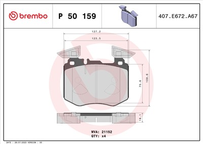 BREMBO P 50 159 Číslo výrobce: 21152. EAN: 8020584117972.