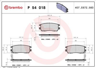 BREMBO P 54 018 Číslo výrobce: 21840. EAN: 8020584054659.