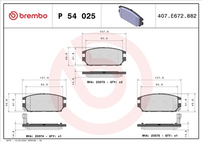 BREMBO P 54 025 Číslo výrobce: 23373. EAN: 8020584054727.
