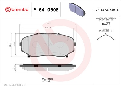 BREMBO P 54 060E Číslo výrobce: 24544. EAN: 8020584129975.