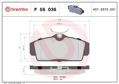 BREMBO P 56 036 Číslo výrobce: 23093. EAN: 8020584055168.