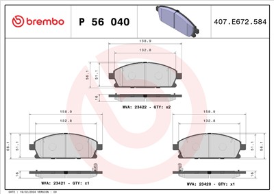 BREMBO P 56 040 Číslo výrobce: 23420. EAN: 8020584055205.