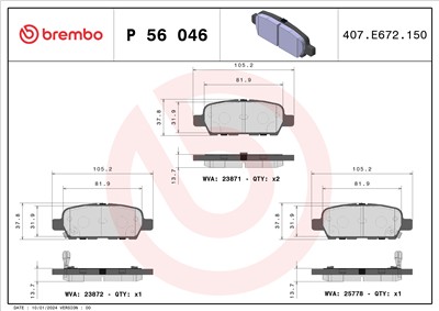 BREMBO P 56 046 Číslo výrobce: 23872. EAN: 8020584055267.
