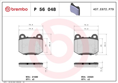 BREMBO P 56 048 Číslo výrobce: 21580. EAN: 8020584055281.