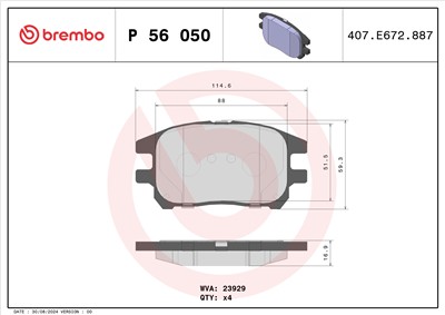 BREMBO P 56 050 Číslo výrobce: 23929. EAN: 8020584055304.