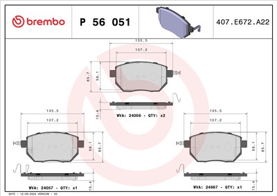 BREMBO P 56 051 Číslo výrobce: 24056. EAN: 8020584055311.