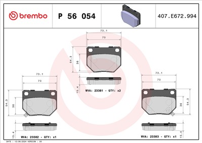 BREMBO P 56 054 Číslo výrobce: 23381. EAN: 8020584061398.