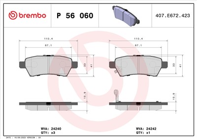 BREMBO P 56 060 Číslo výrobce: 24240. EAN: 8020584061459.